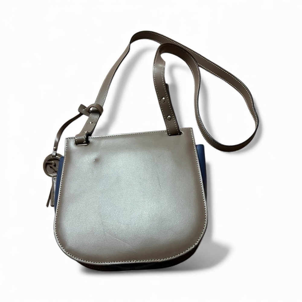 Like new leather crossbody in blue & taupe - Picture 2 of 8